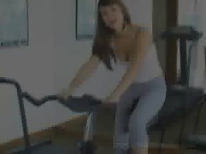 Pamela working out at home