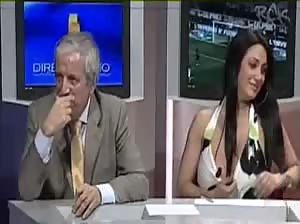 Nipslip from a busty Italian guest in a television sportshow